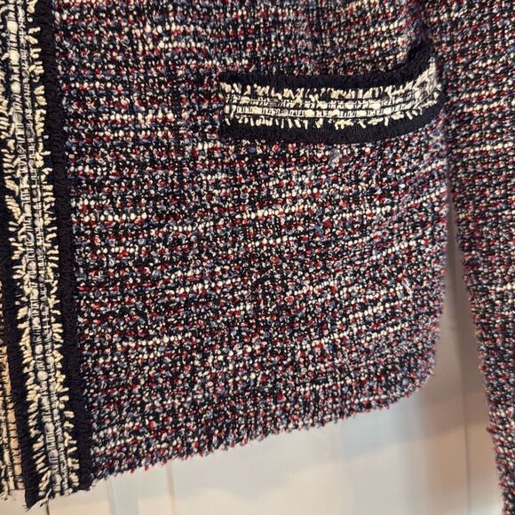 Talbots tweed blue and red open blazer jacket size small - Picture 4 of 9